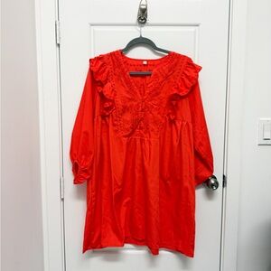 Red Ruffled Women's Top